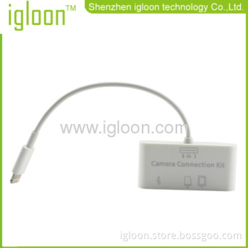 Lightning 3 In 1 Camera Connection Kit Card Reader For Ipad Mini 
